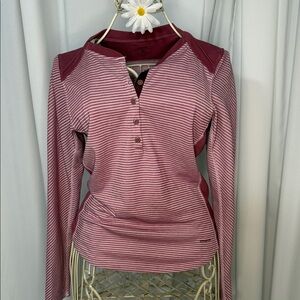 Patagonia Long-Sleeve Henley Top - Dusty Rose Stripe, Women’s Size M